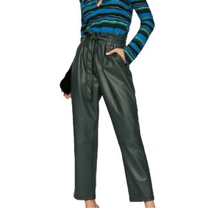 Love Whit by Whitney Port Green Faux Leather Paperbag Pants Size 10